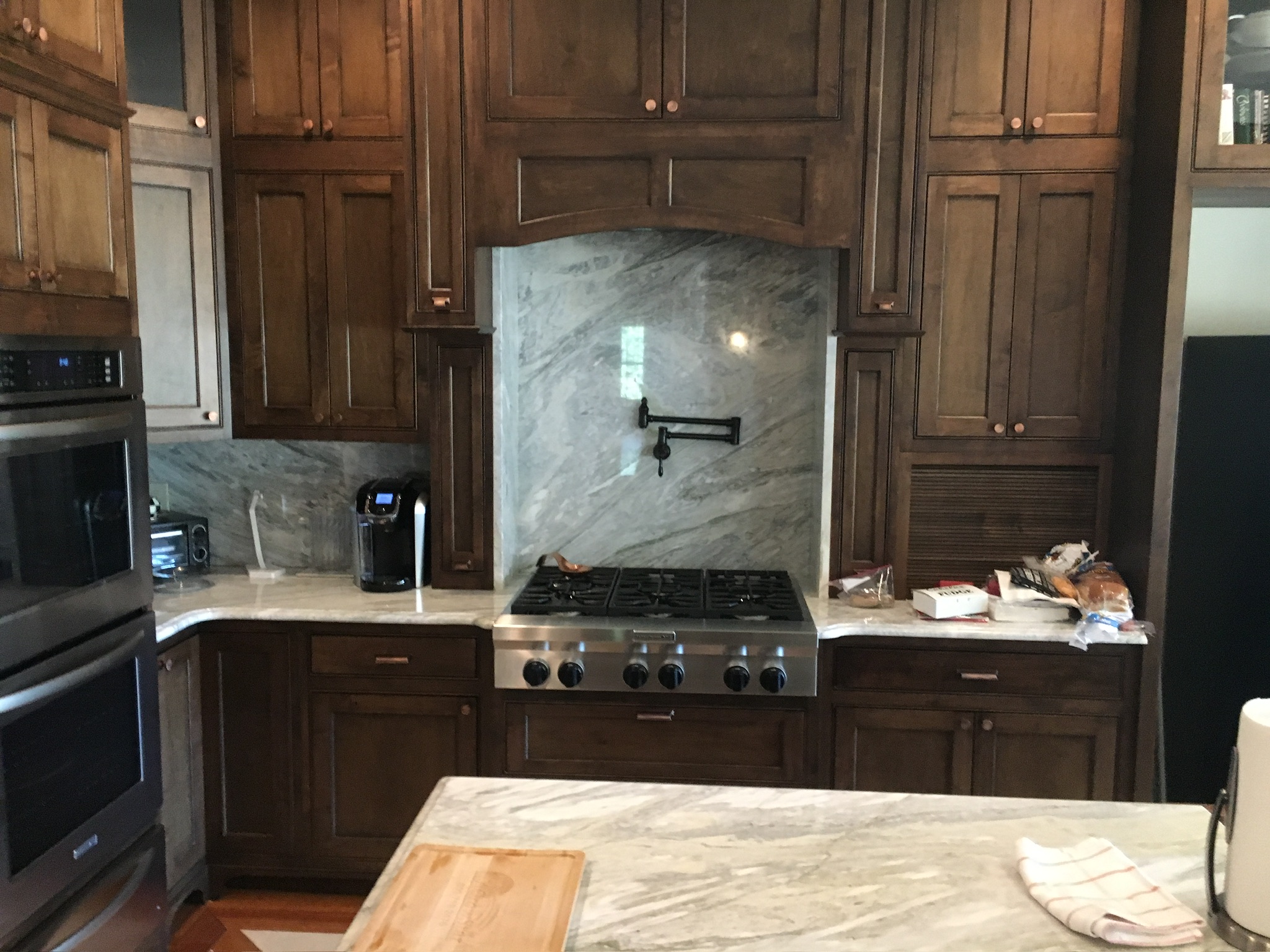 Cream granite kitchen installation